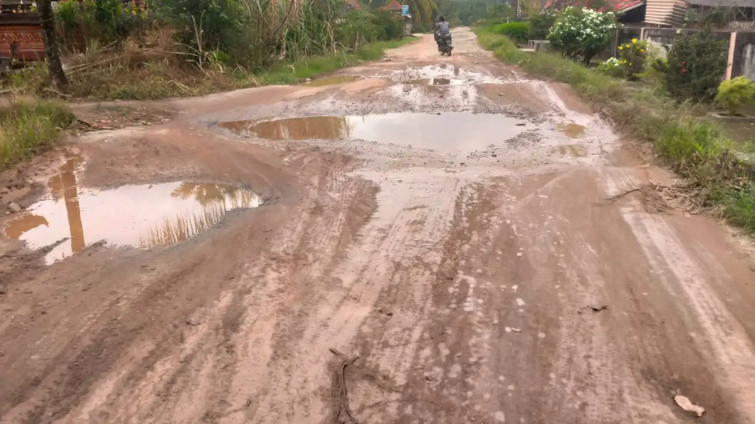 Jalan Kabupaten di Desa Karang Mulya Rusak Parah, Pemkab OKU Timur Kemana?