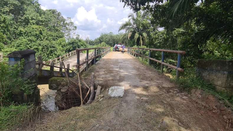 Kondisi Jembatan di Desa Jaya Mulya Bahayakan Pengendara, Ada Lubang Menganga