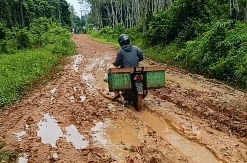 Jalan Rusak Parah di Desa Betung Timur, Warga Kesulitan Akses