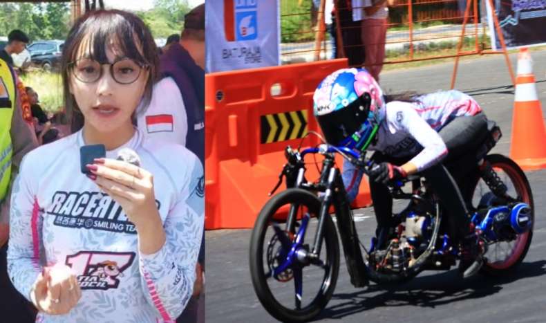Tia Bocil, Pembalap Wanita Asal Jakarta Unjuk Gigi di Drag Bike OKU Timur