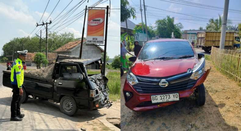 Tabrakan L300 Dengan Sigra, Dua Penumpang Alami Luka