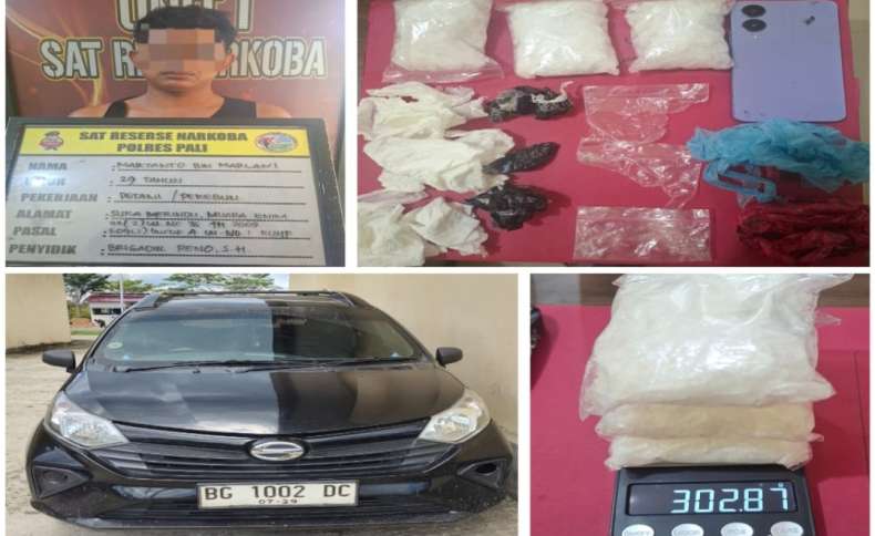 Polres PALI Ringkus Kurir Narkoba Lintas Kabupaten, Sita 302 Gram Sabu