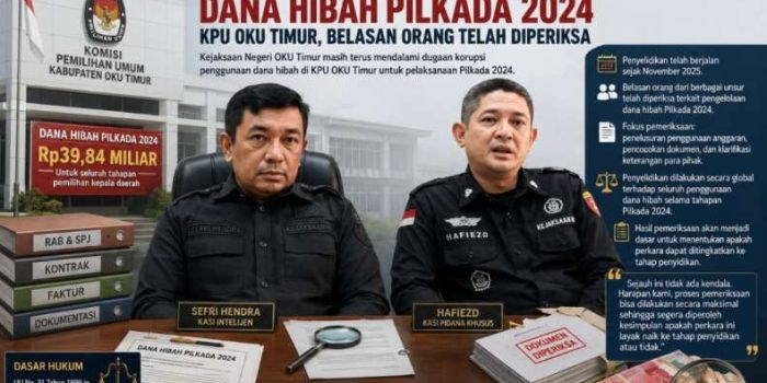 Kejari Dalami Dugaan Korupsi Dana Hibah Pilkada 2024 KPU OKU Timur, Belasan Orang Diperiksa